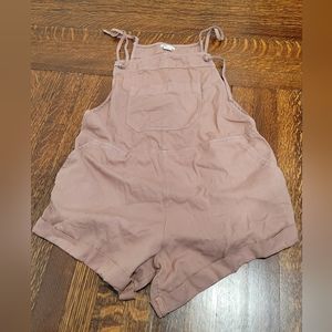 Billabong soft brown romper style overalls summer fabric with pockets s size